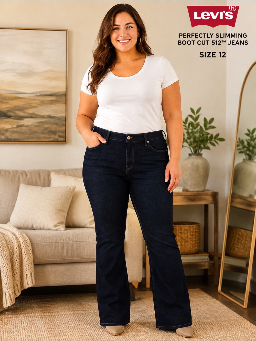 Levi’s 512 Perfectly Slimming Bootcut Jeans Dark Wash Women’s Size 12